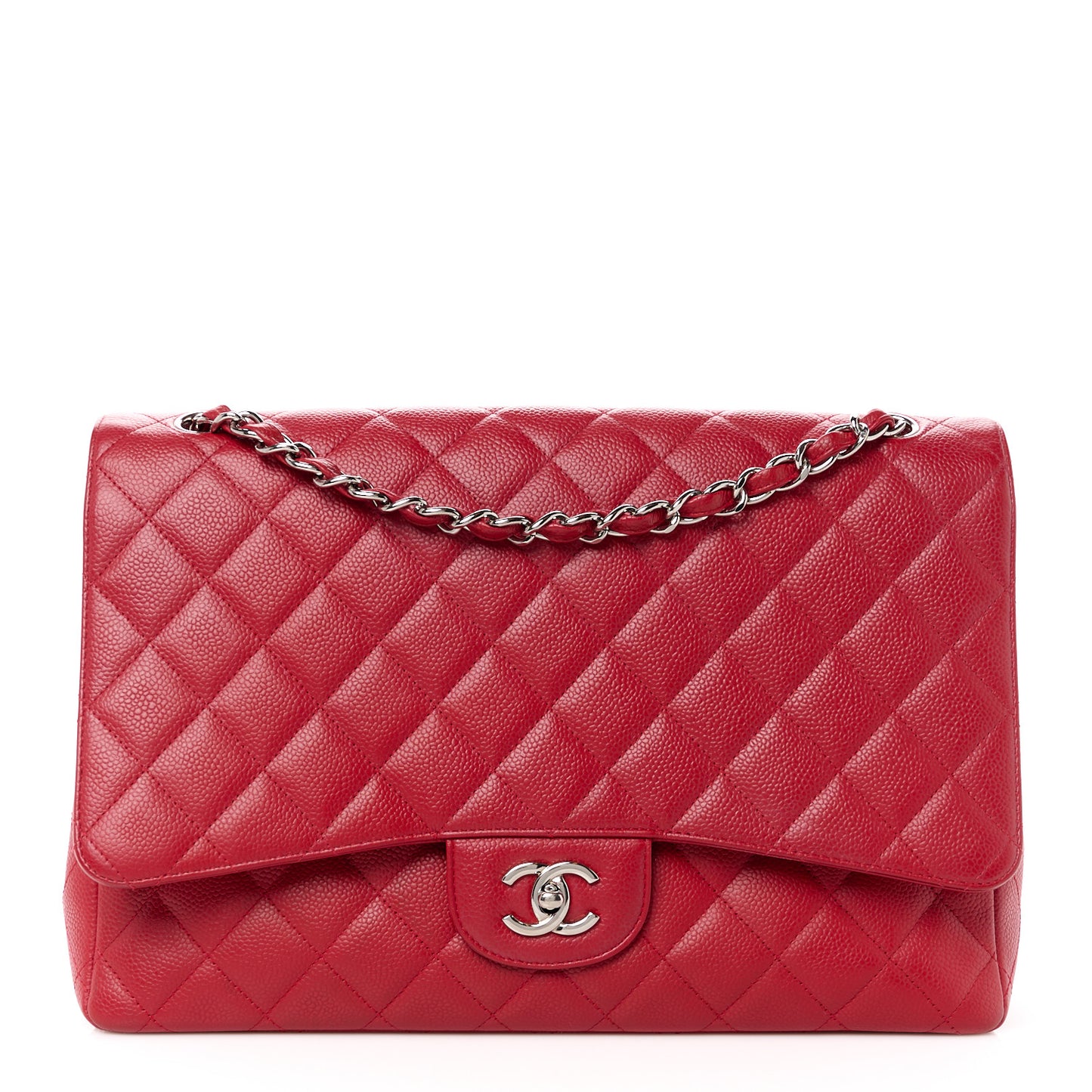 Caviar Quilted Maxi Single Flap Red