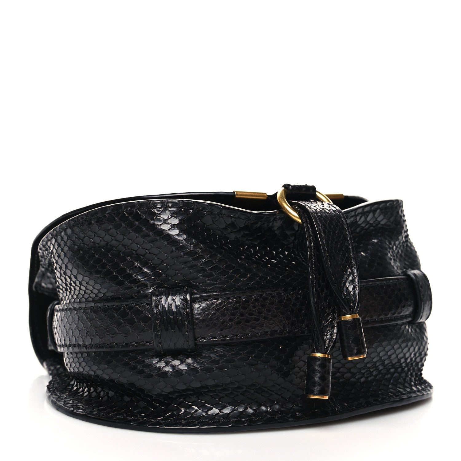 Chloe Snakeskin Mini Marcie Round Crossbody Bag Black 3 of 10