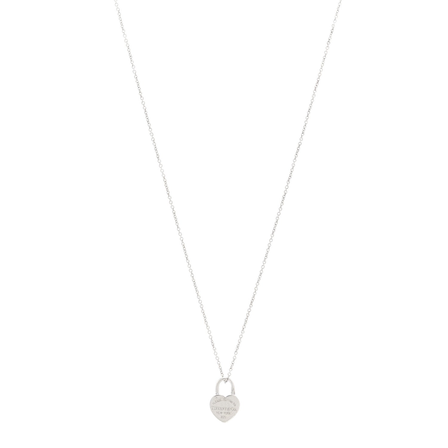 Tiffany Sterling Silver Return to Tiffany Heart Lock Pendant Necklace 1 of 4