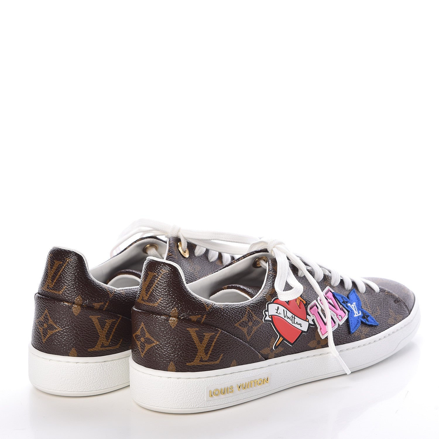 Louis Vuitton Calfskin Monogram LV Black Heart Sneakers 37.5 Cacao 4 of 8