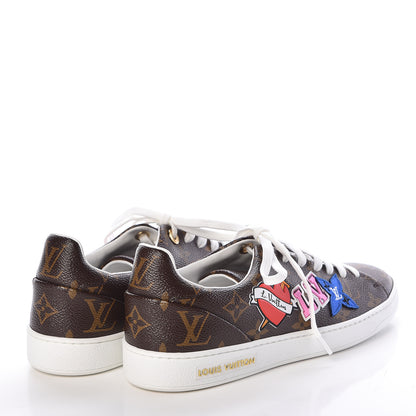 Louis Vuitton Calfskin Monogram LV Black Heart Sneakers 37.5 Cacao 4 of 8