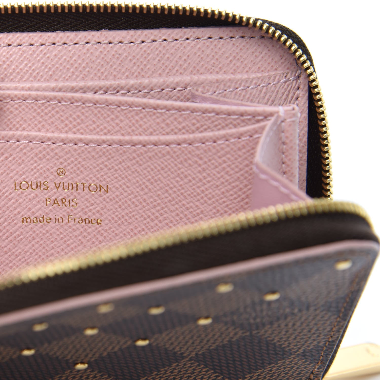 Louis Vuitton Damier Ebene Studded Zippy Coin Purse Rose Ballerine 6 of 7