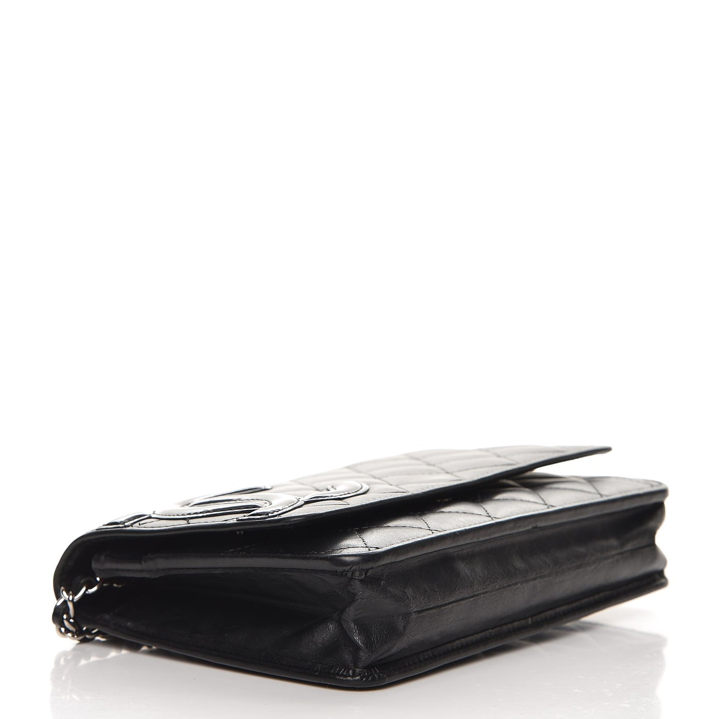 Calfskin Quilted Cambon Wallet On Chain WOC Black