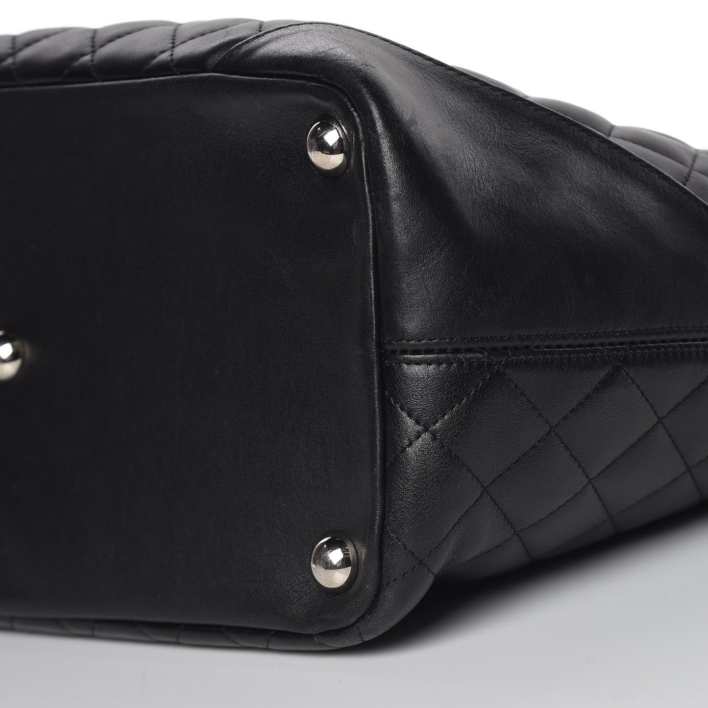 Calfskin Quilted Large Cambon Tote Black White