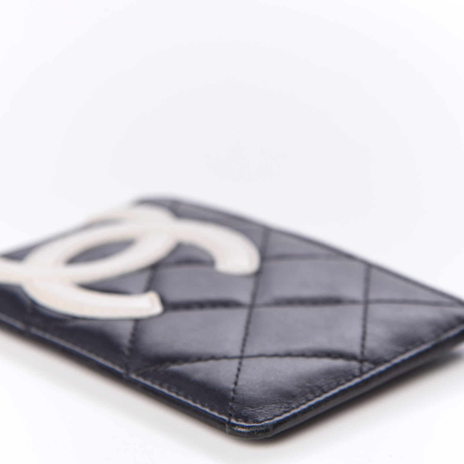 Chanel Calfskin Quilted Cambon Card Holder Black White 6 of 10
