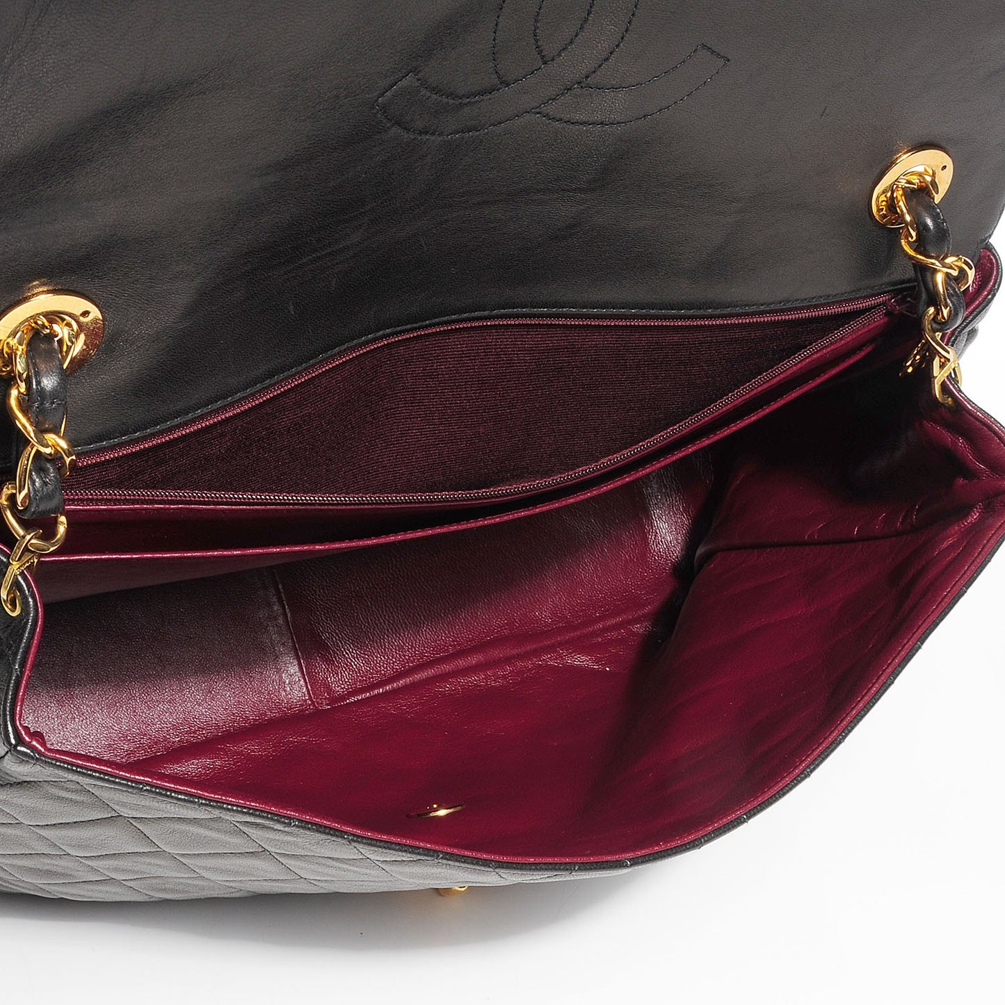 Lambskin Quilted XL Jumbo Flap Black