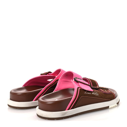 Louis Vuitton Mix Materials Mens LV Script Trainer Mules 6 Brown Pink 5 of 12