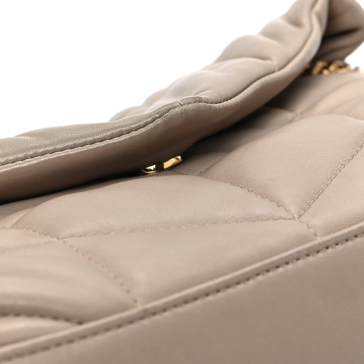Saint Laurent Lambskin Quilted Toy Loulou Puffer Monogram Chain Satchel Dark Beige 7 of 8
