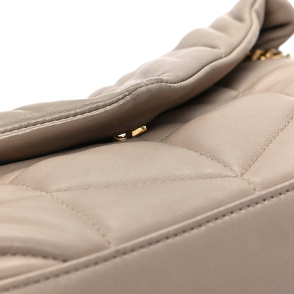 Saint Laurent Lambskin Quilted Toy Loulou Puffer Monogram Chain Satchel Dark Beige 7 of 8