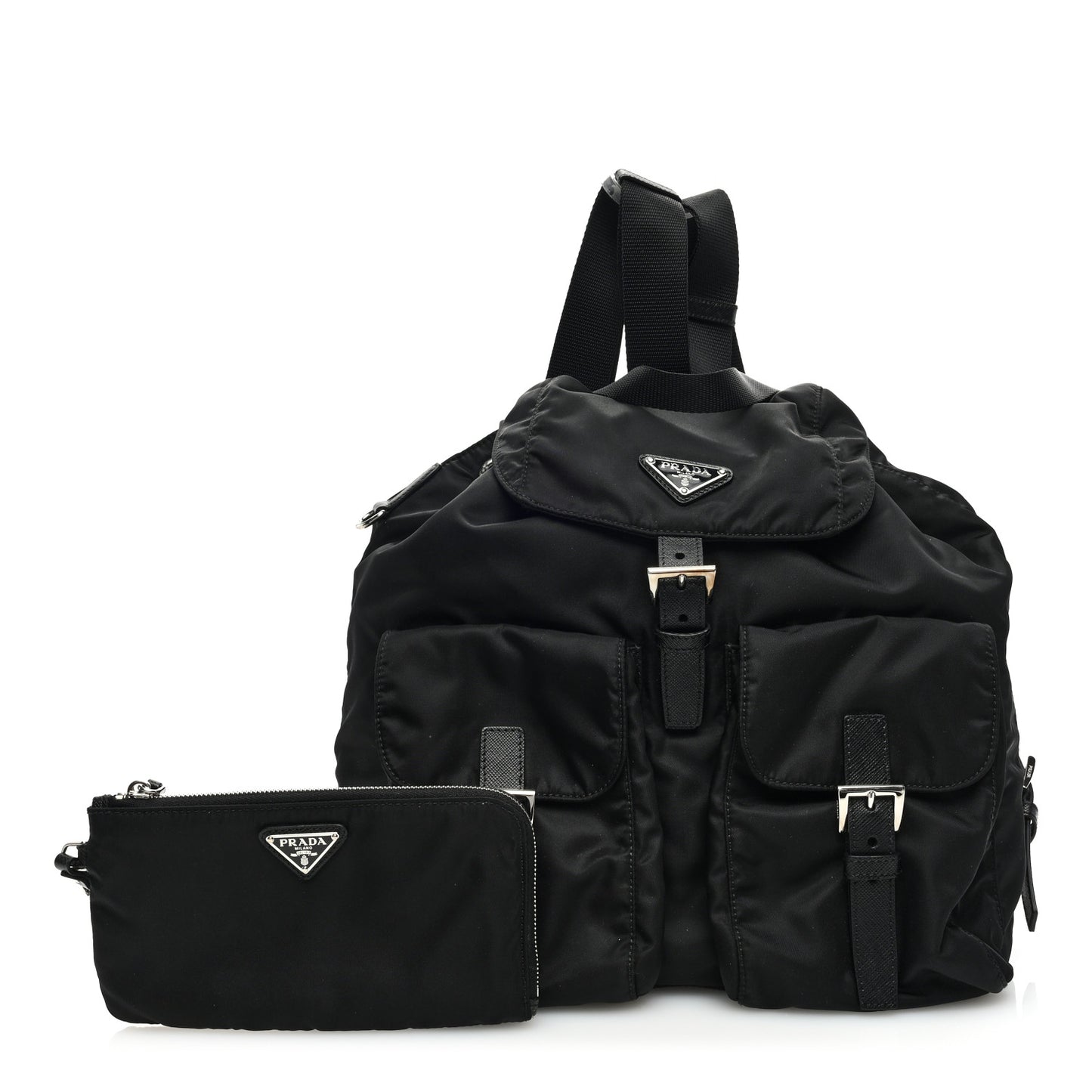 Re-Nylon Saffiano Medium Backpack Black