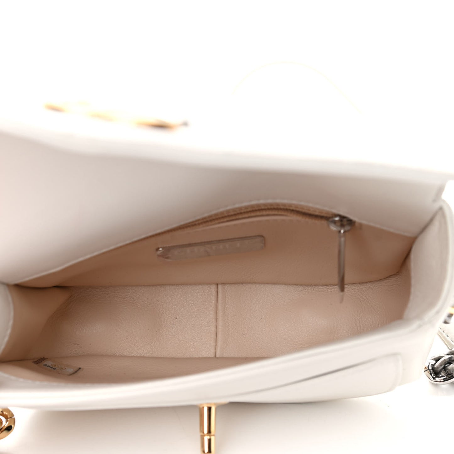 Calfskin Stitched Small Precious Union Flap Bag White
