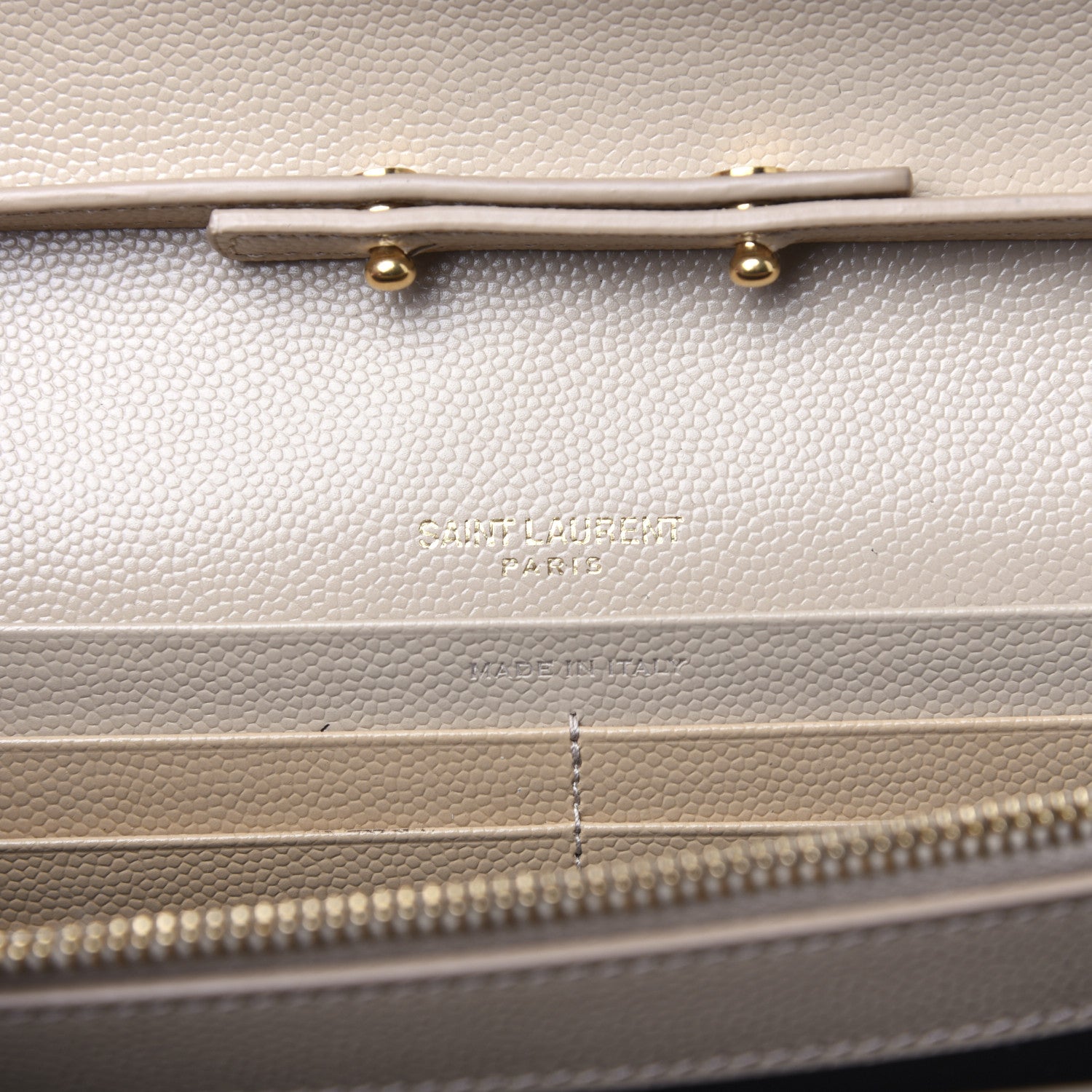 Saint Laurent Grain De Poudre Matelasse Chevron Monogram Chain Wallet Nude Powder 6 of 9