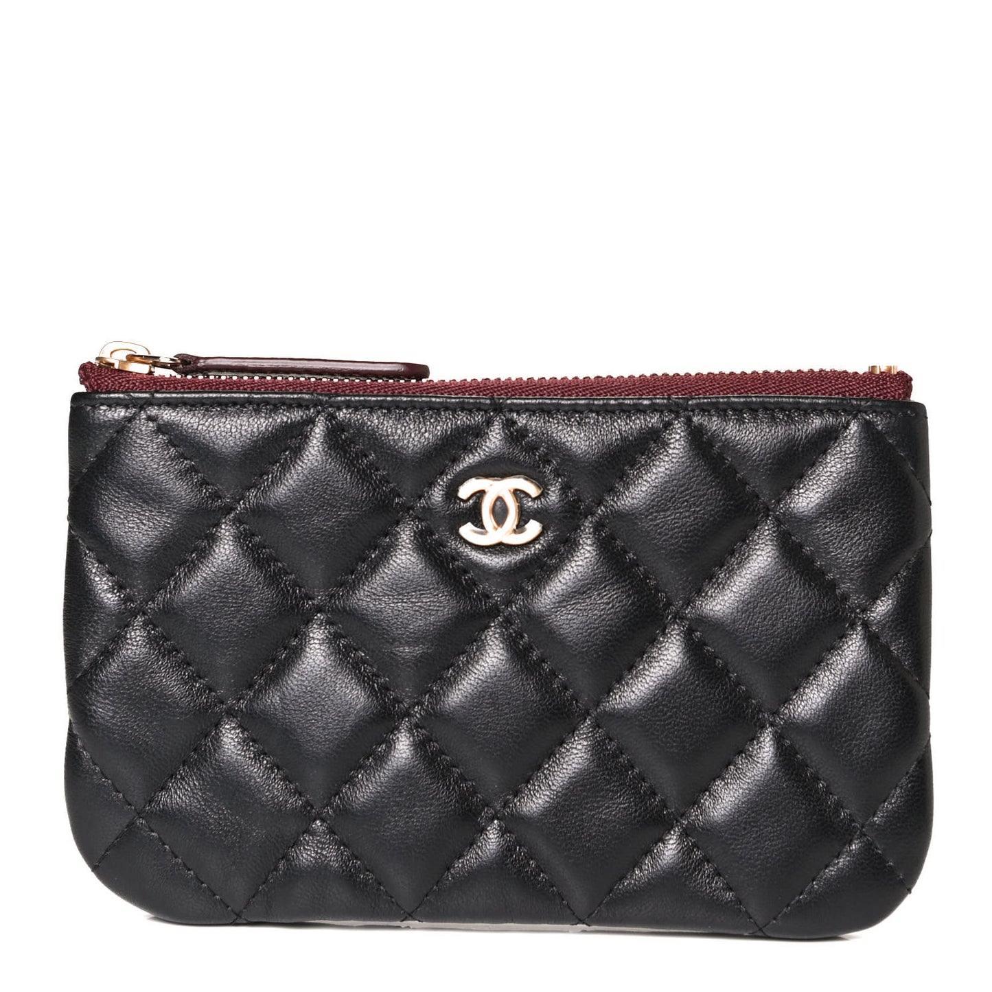 Lambskin Quilted Small Cosmetic Case Black