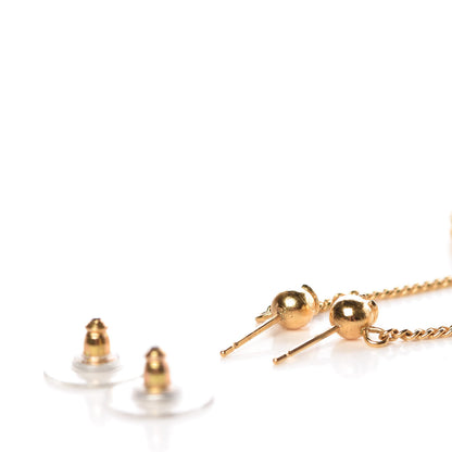 Chanel CC Drop Earrings Matte Gold 3 of 4