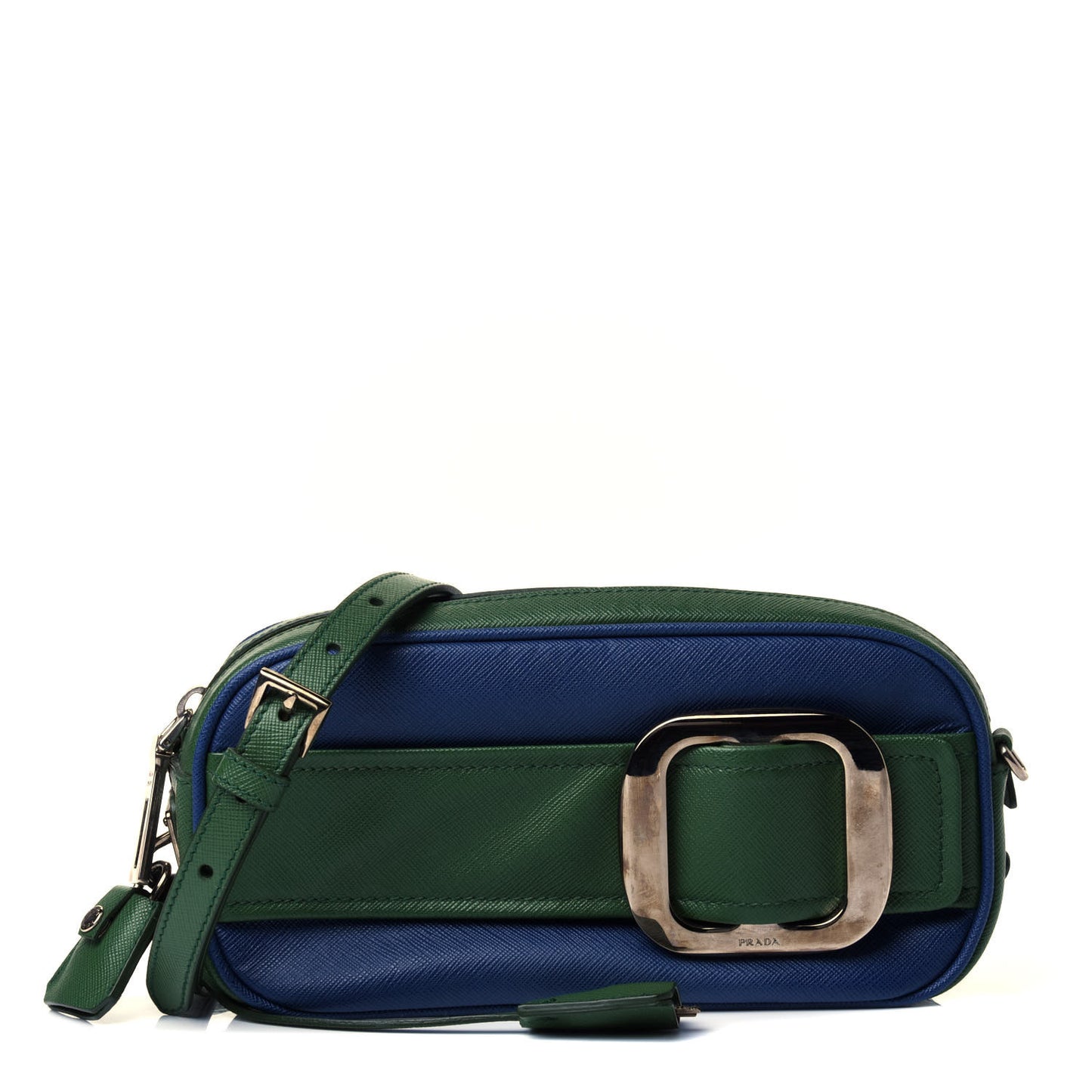 Saffiano Buckle Bi-Color Camera Bag Bluette Lari