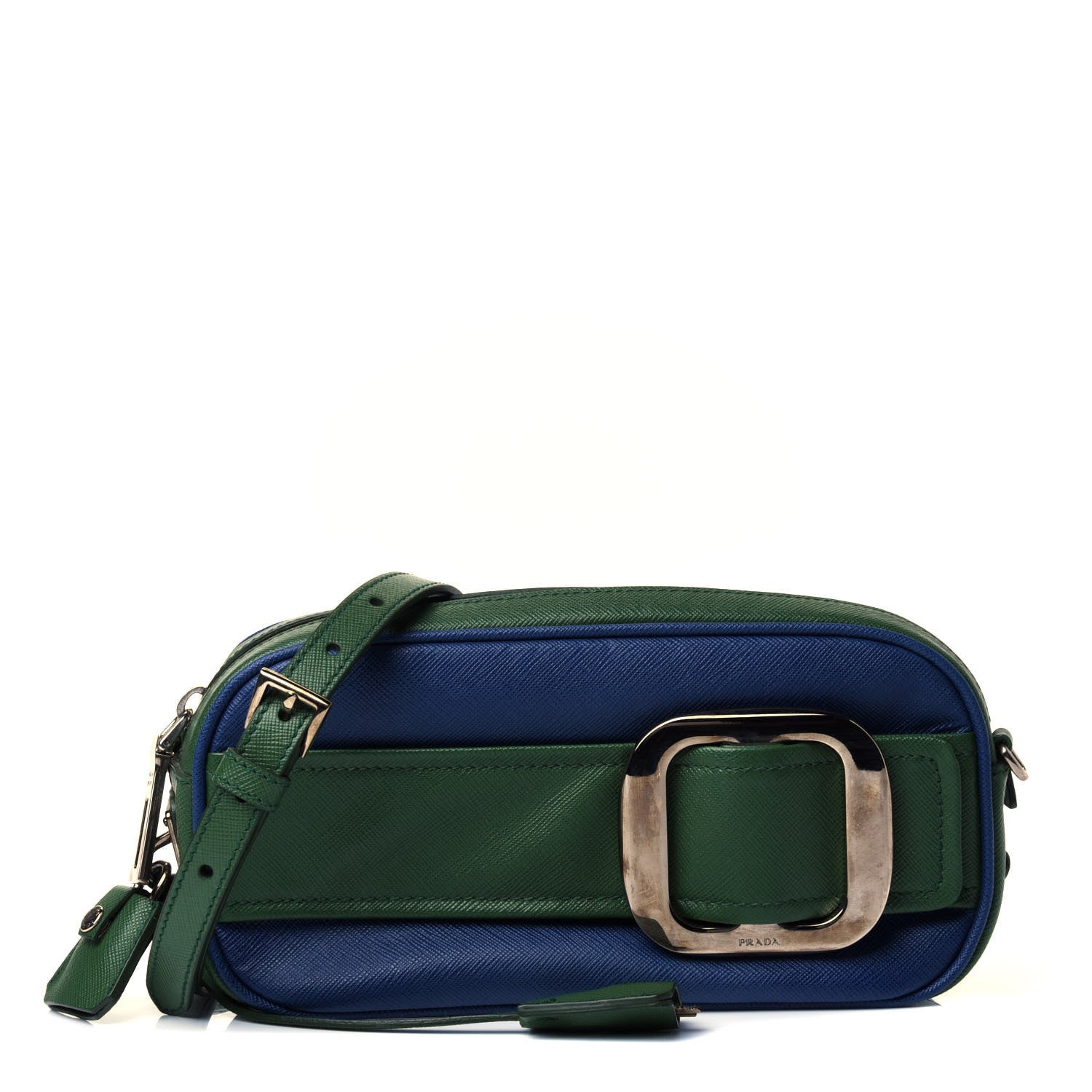 Prada Saffiano Buckle Bi-Color Camera Bag Bluette Lari 1 of 4
