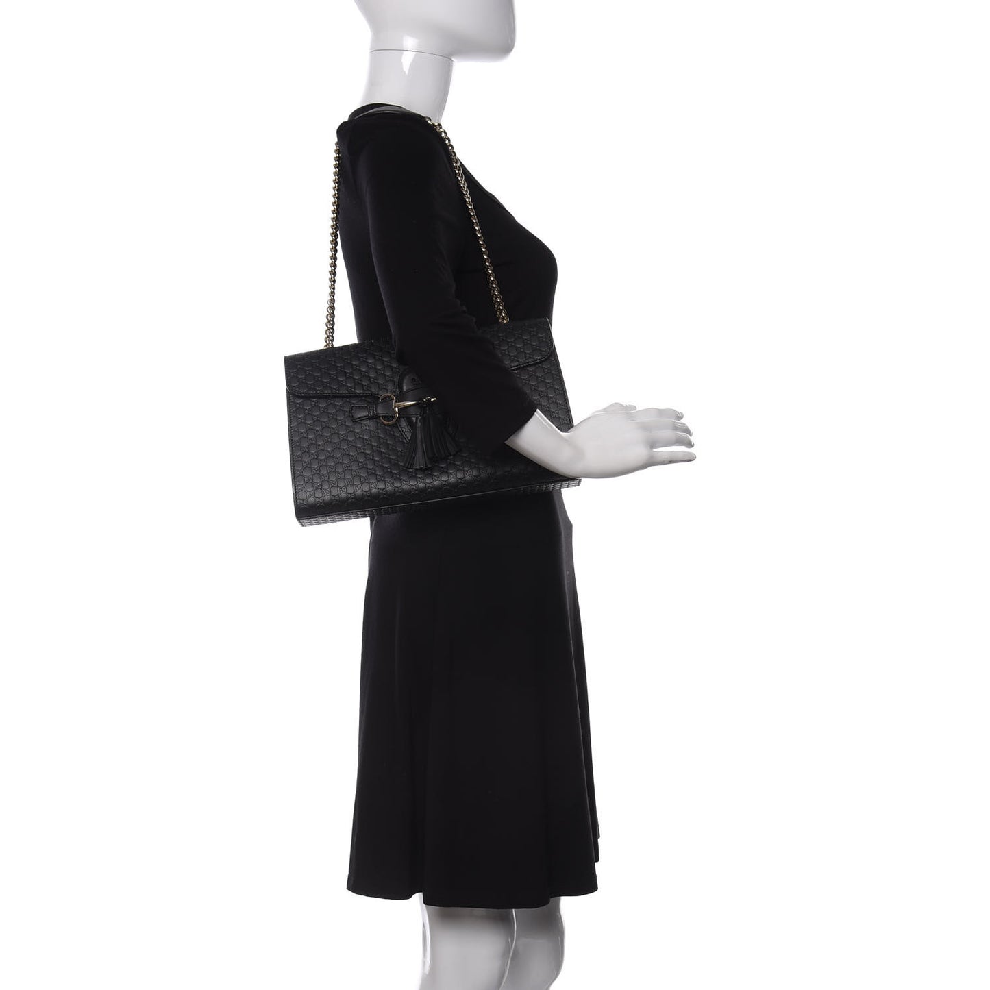 Microguccissima Medium Emily Chain Shoulder Bag Black