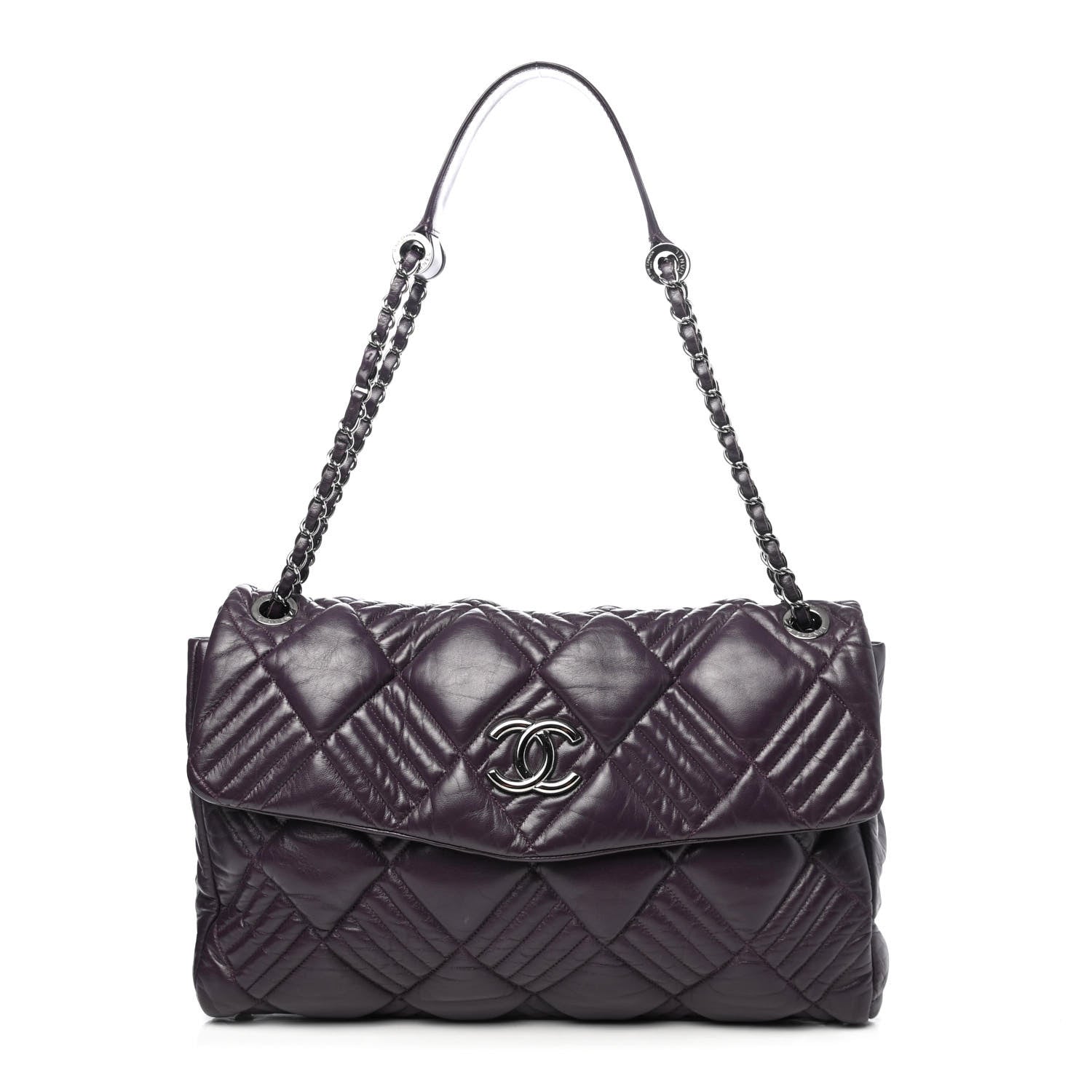 Chanel Lambskin In and Out XL Maxi Flap Dark Purple 1 of 4