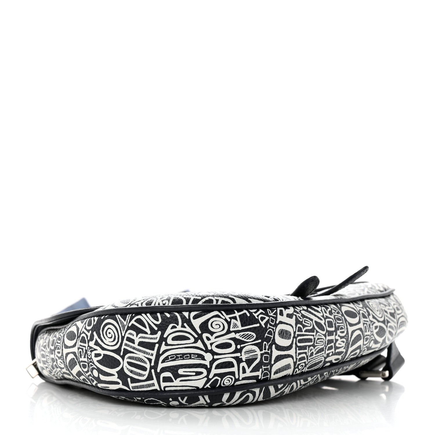 Christian Dior X SHAWN STUSSY Grained Calfskin Printed Mens Saddle Bag Navy Blue 4 of 18