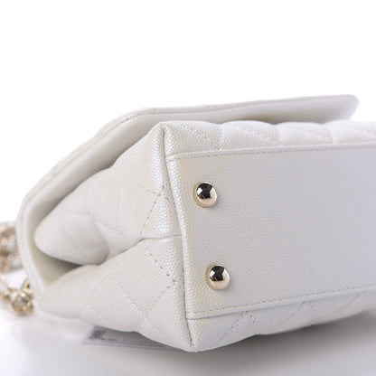 Chanel Iridescent Caviar Quilted Extra Mini Coco Handle Flap Ivory 6 of 10