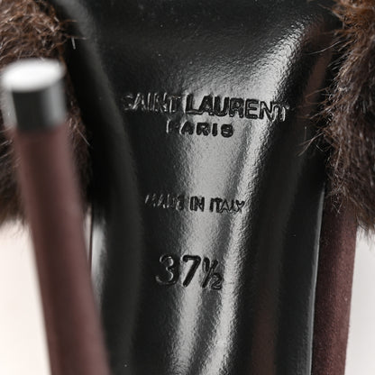 Saint Laurent Faux Fur La 16 Mule Sandals 37.5 Burgundy 6 of 9
