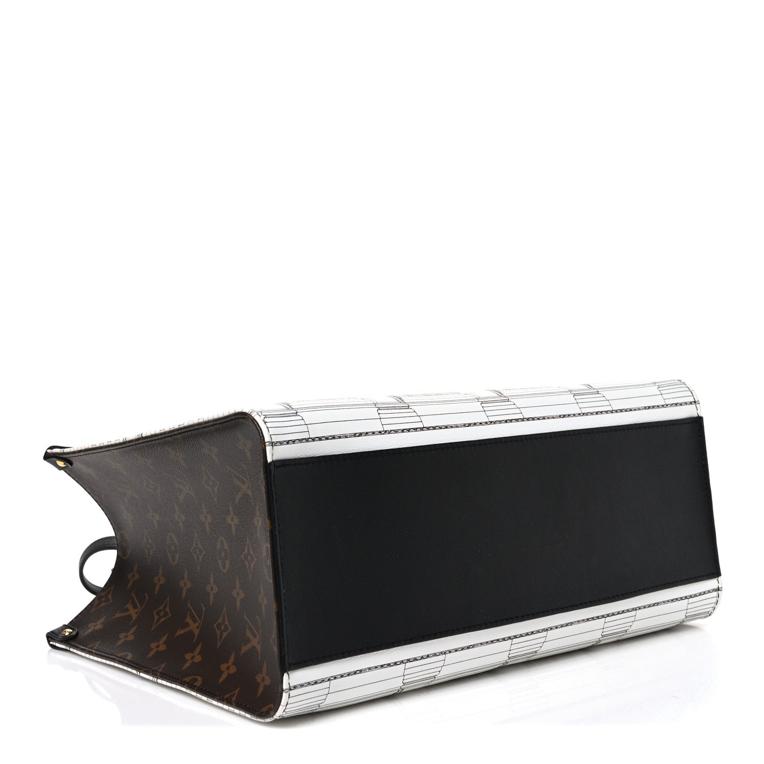 Louis Vuitton X FORNASETTI Calfskin Architettura Onthego MM Black White 4 of 9