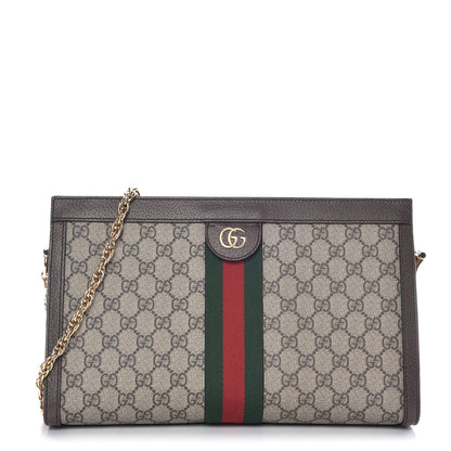 Gucci GG Supreme Monogram Web Medium Ophidia Chain Shoulder Bag Brown 1 of 10