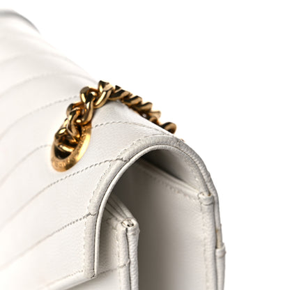 Saint Laurent Grain De Poudre Matelasse Chevron Large Monogram Satchel White 17 of 17
