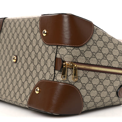 Gucci GG Supreme Monogram Azalea Calfskin Retro Interlocking G Duffle Bag Beige Ebony Brown Sugar 9 of 13