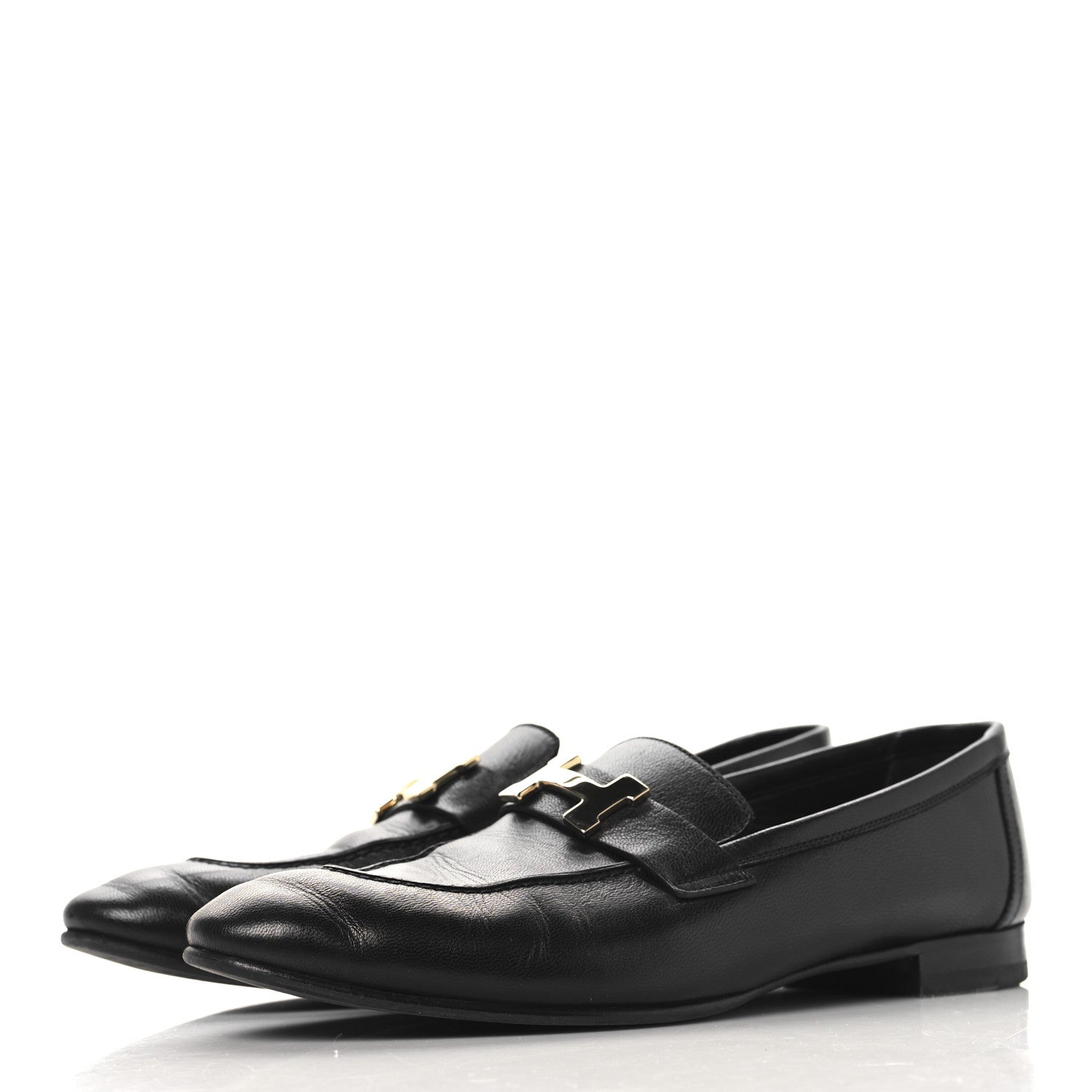 Hermes Goatskin Womens Paris Loafers 39 Black 4 of 9