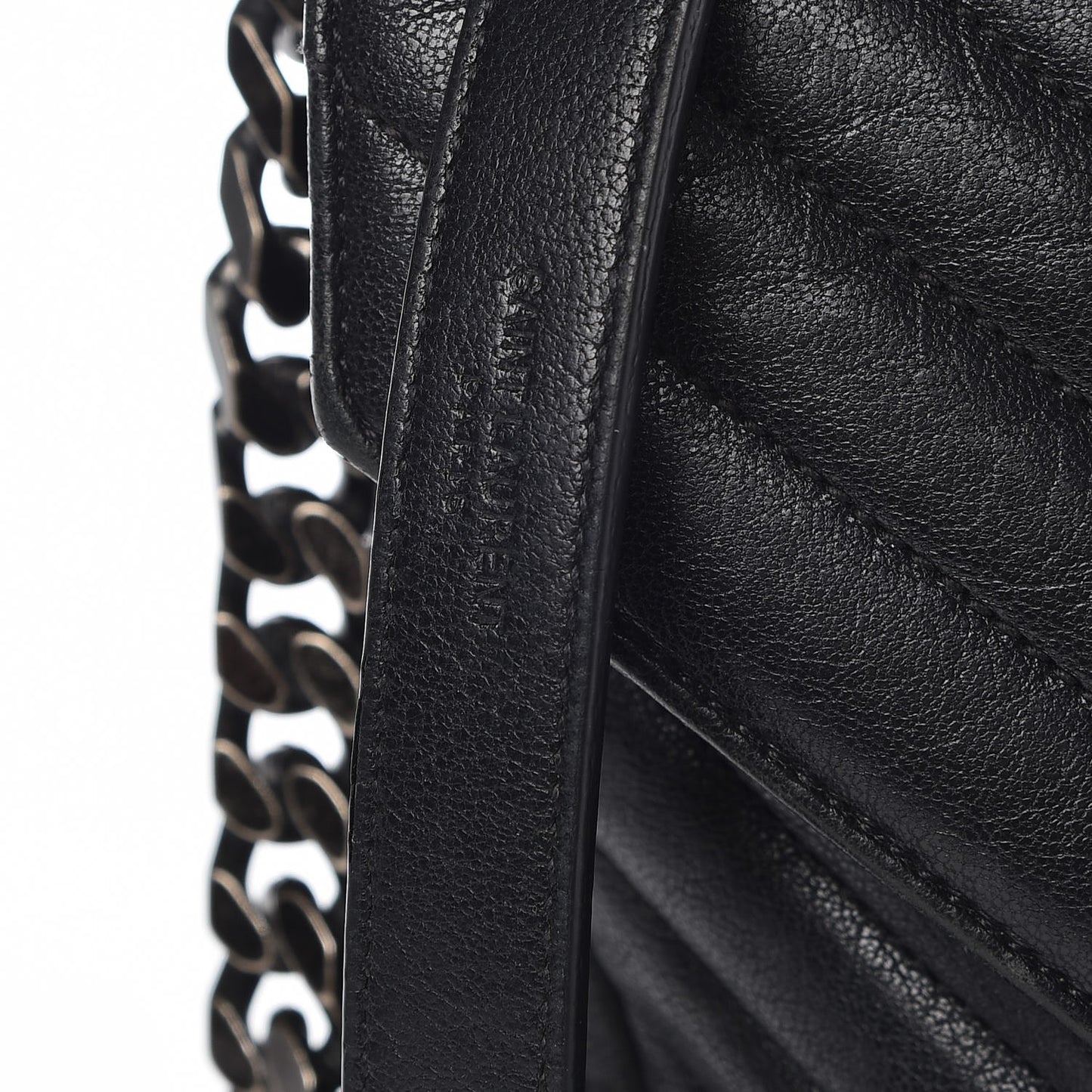 Sheepskin Matelasse Chevron Monogram Large College Satchel Black