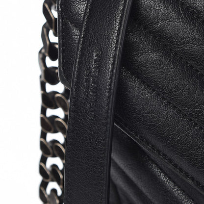 Saint Laurent Sheepskin Matelasse Chevron Monogram Large College Satchel Black 10 of 13