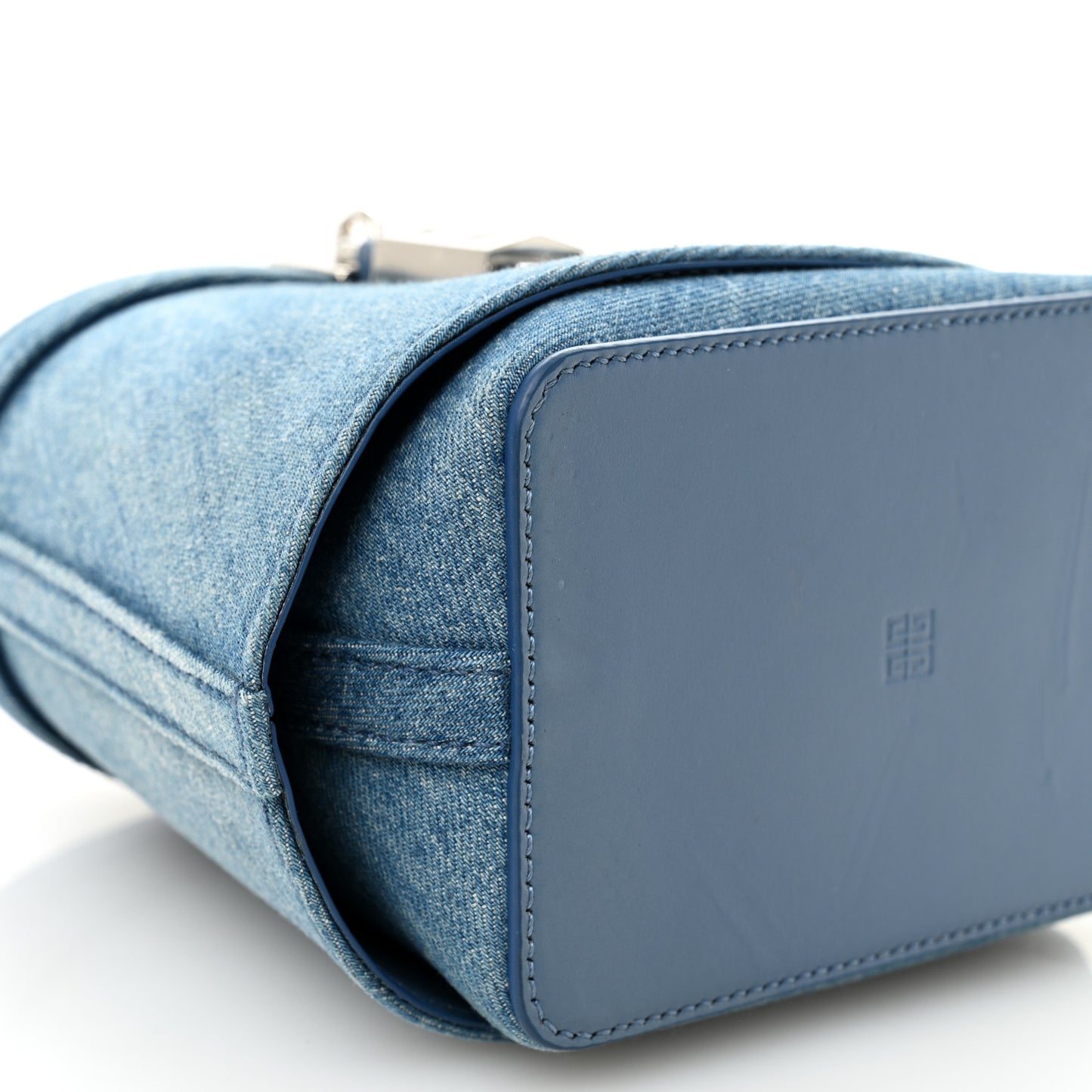 Denim Shark Lock Bucket Bag Medium Blue
