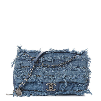 Chanel Calfskin Denim Fringe Chains Small Flap Blue 1 of 13