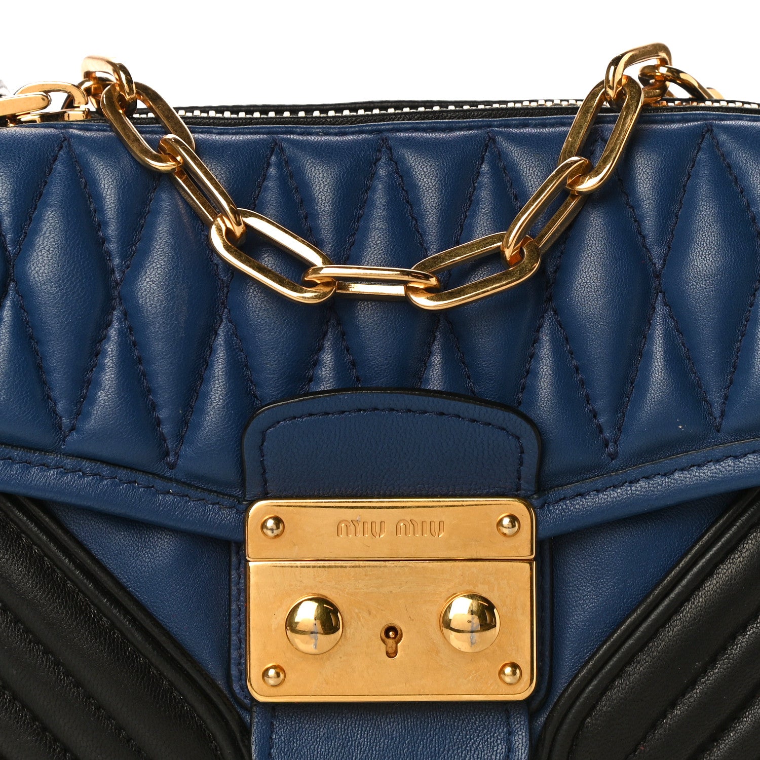 Miu Miu Nappa Matelasse Biker Shoulder Bag Inchiostro Black 7 of 10