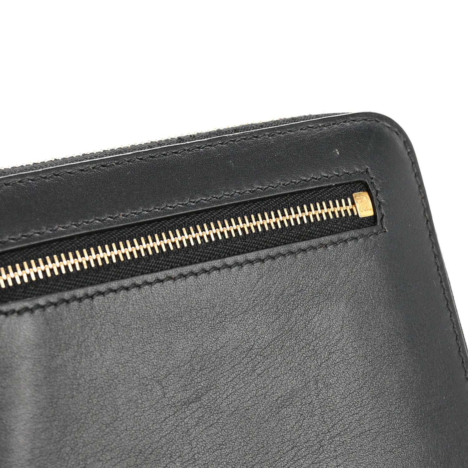 Loewe Calfskin Compact Knot Zip Around Wallet Black Bright Orange 9 of 9