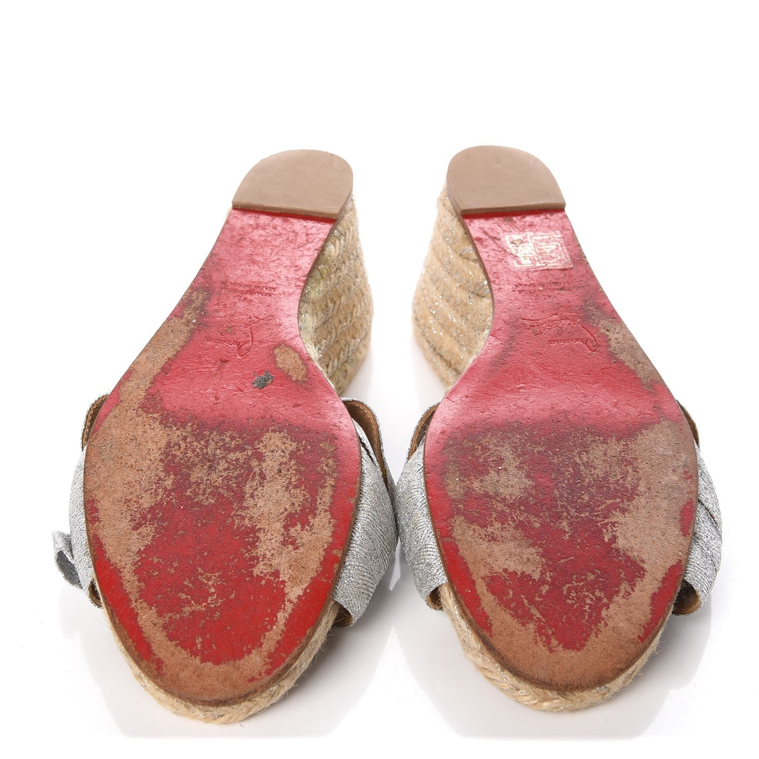 Christian Louboutin Grosgrain Tiburon Espadrille Wedges 41 Plata 8 of 8