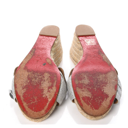 Christian Louboutin Grosgrain Tiburon Espadrille Wedges 41 Plata 8 of 8
