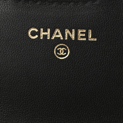 Chanel Lambskin Quilted Flap Phone Holder With Chain Black Beige 6 of 12