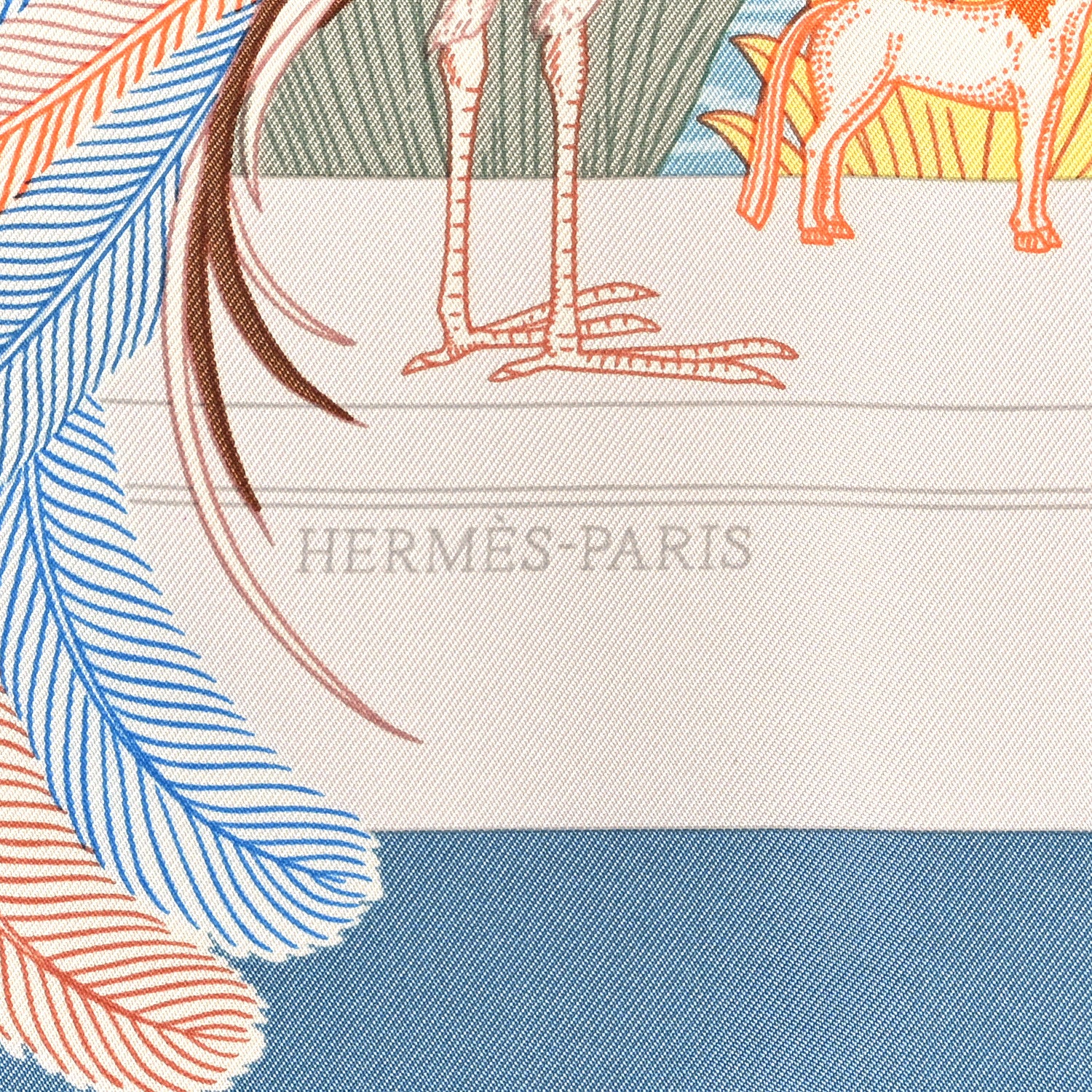 Hermes Silk Twill Precious Paradise Scarf 90 Bleu Jean Vert Orange 2 of 3
