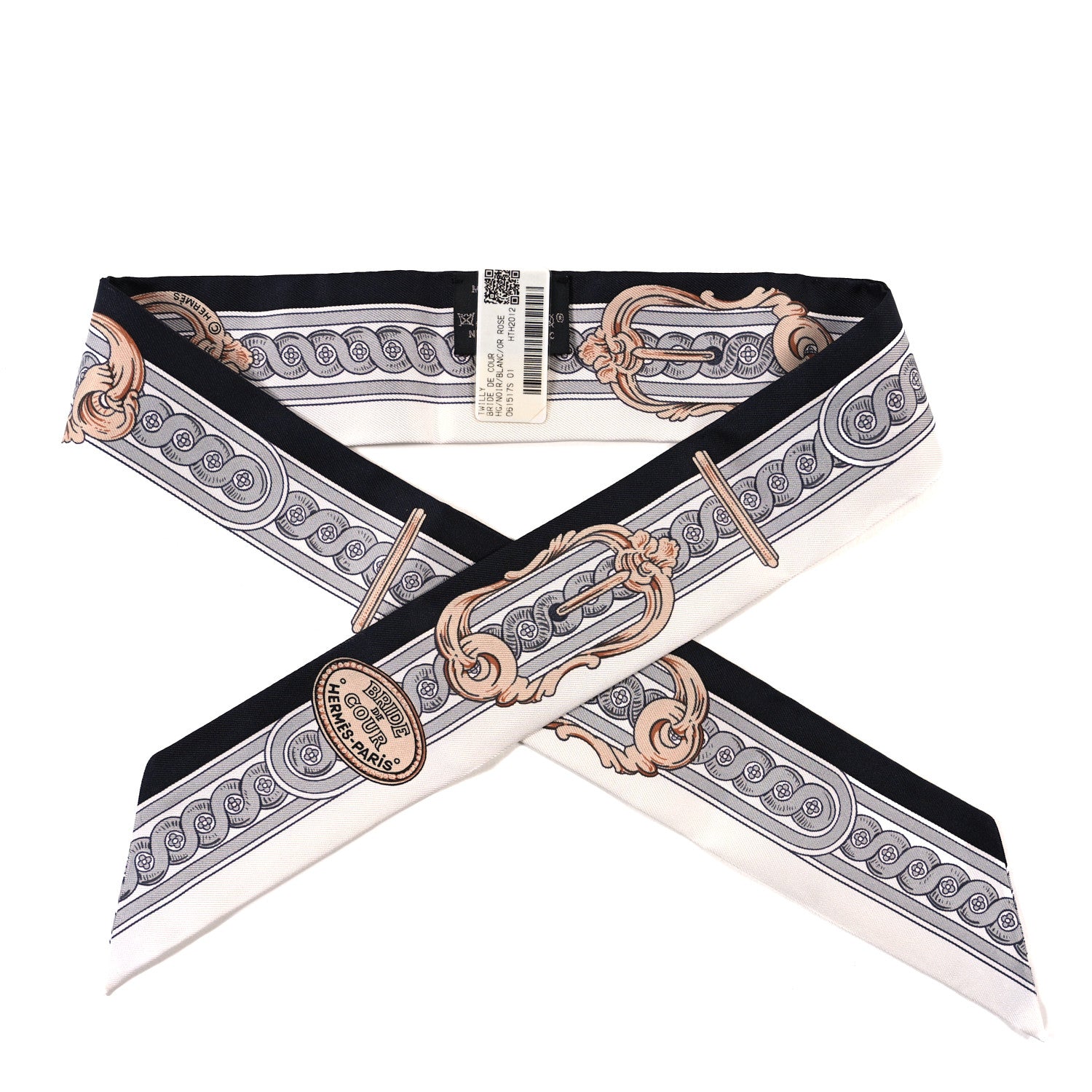 Hermes Silk Bride De Cour Twilly Black White Or Rose 1 of 3