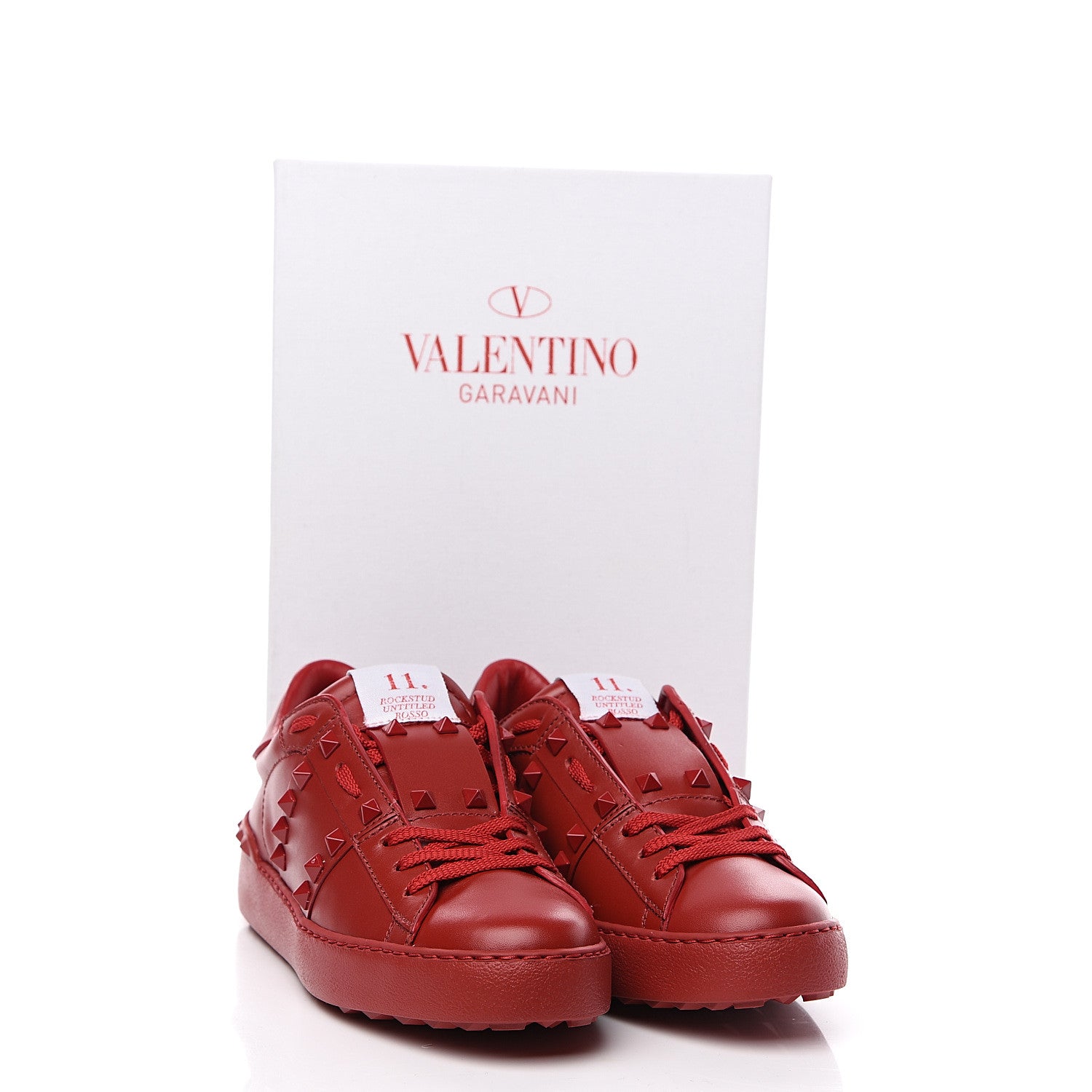 Valentino Garavani Calfskin Rockstud Untitled Open Sneakers 37.5 Red 8 of 8