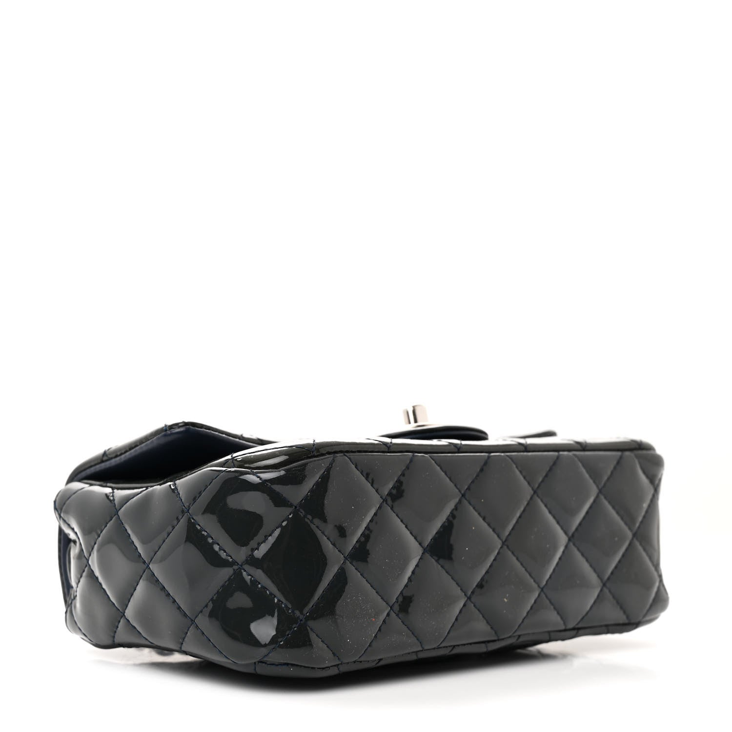 Chanel Patent Calfskin Quilted Mini Rectangular Flap Navy Blue 4 of 11