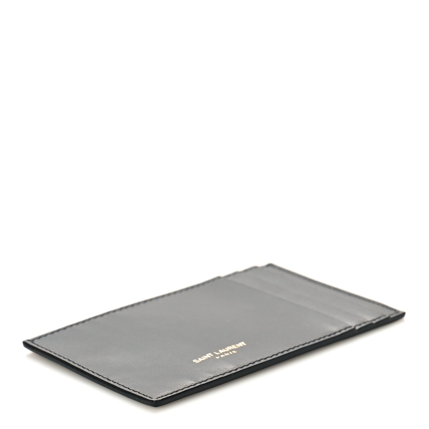 SAINT LAURENT Smooth Calfskin Uptown Card Holder Black Black