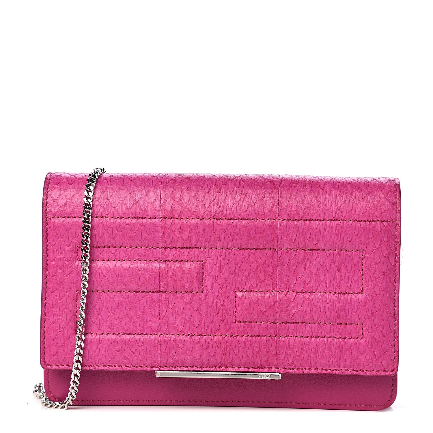 Fendi Snakeskin Tube Wallet on Chain Magenta 1 of 10