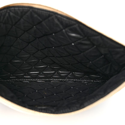 Chanel Metallic Goatskin Lambskin Medium Boy Cosmetic Case Black Gold 5 of 9