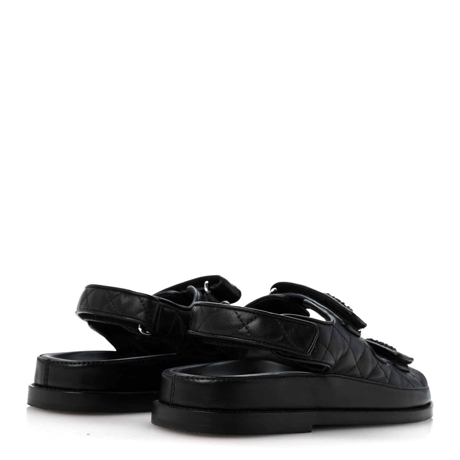 Chanel Lambskin Velcro Dad Sandals 37 So Black 5 of 9