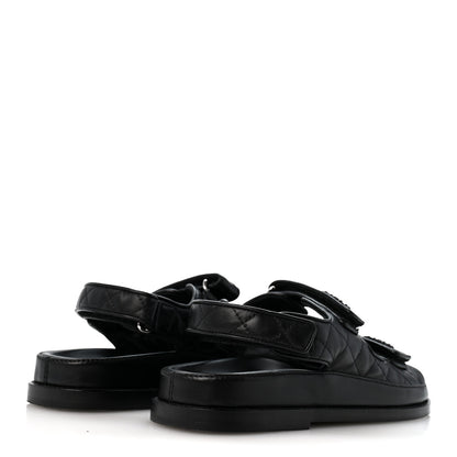 Chanel Lambskin Velcro Dad Sandals 37 So Black 5 of 9
