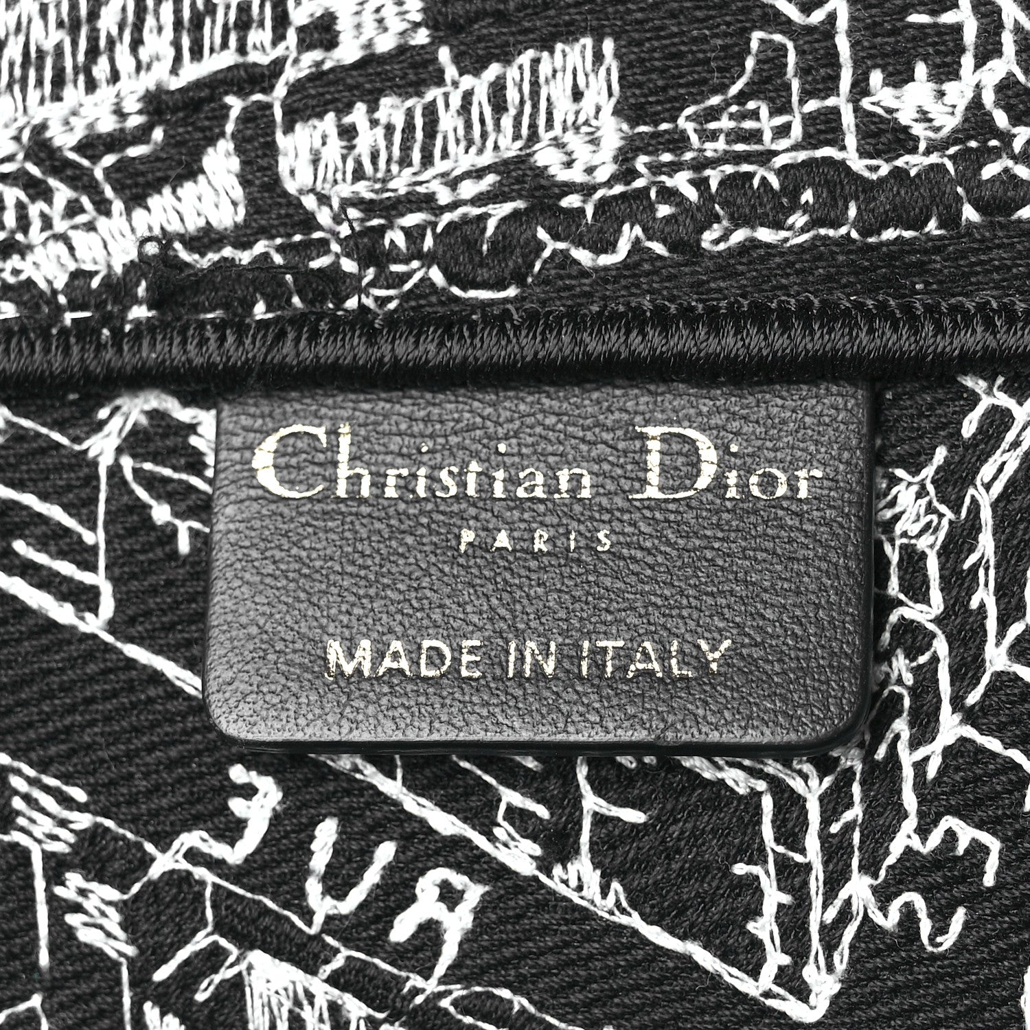 Christian Dior Canvas Embroidered Large Plan De Paris Book Tote Black White 7 of 14