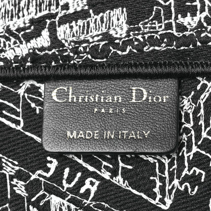 Christian Dior Canvas Embroidered Large Plan De Paris Book Tote Black White 7 of 14